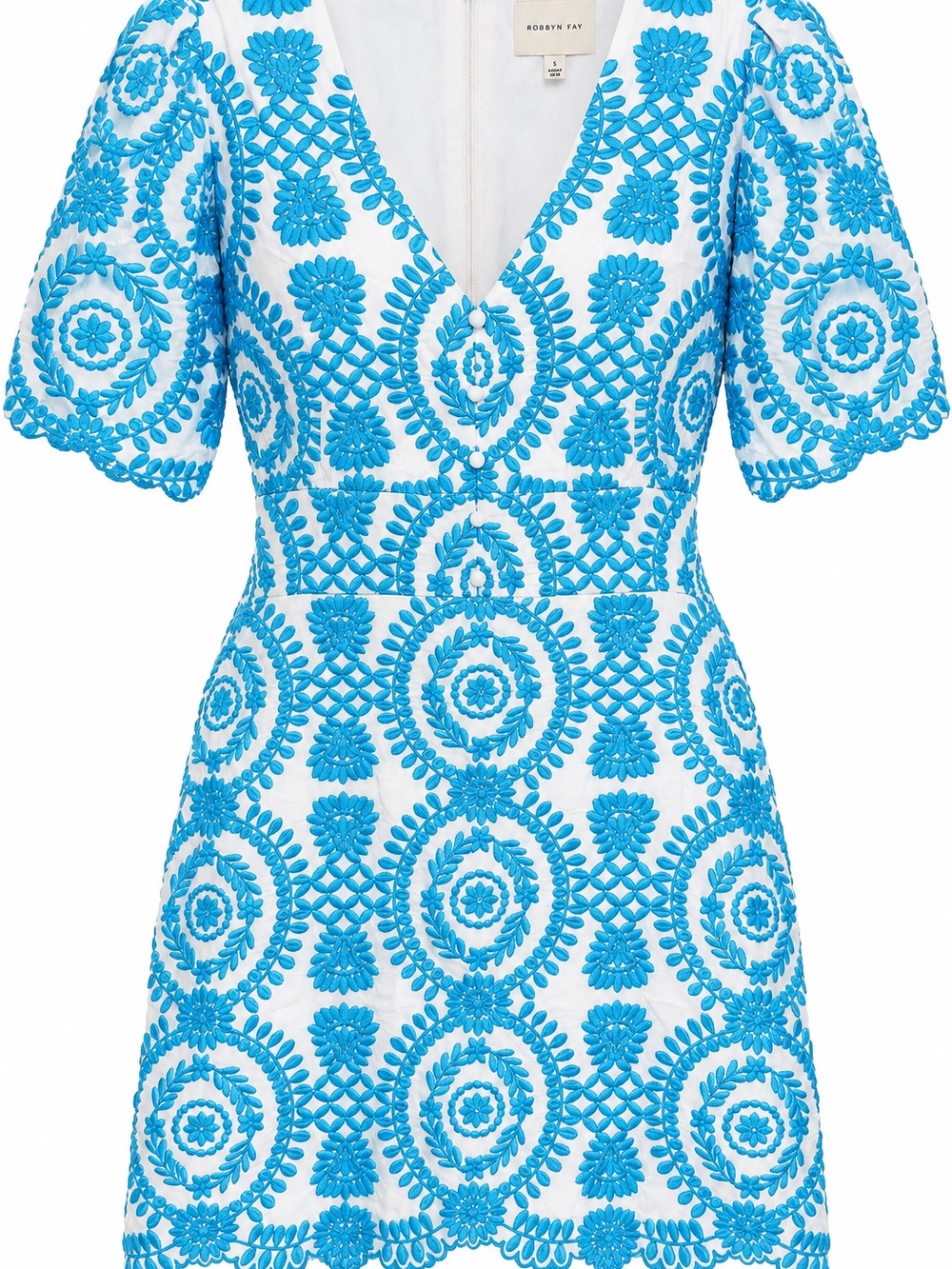 NWT Adelyn Rae Teal White lined Embroidered Mini Dress Size L